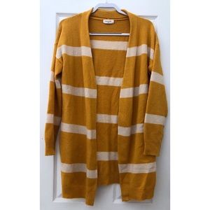 Sophie Rue Open Front Striped Mustard Cardigan